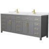 Dark Gray / White Cultured Marble Top / Brushed Gold Hardware