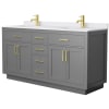 Dark Gray / White Cultured Marble Top / Brushed Gold Hardware