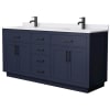 Dark Blue / White Cultured Marble Top / Matte Black Hardware