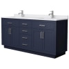 Dark Blue / White Cultured Marble Top / Brushed Nickel Hardware