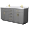 Dark Gray / White Cultured Marble Top / Brushed Gold Hardware