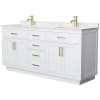 White / Carrara Cultured Marble Top / Brushed Gold Hardware