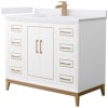 White / White Cultured Marble Top / Satin Bronze Hardware