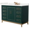 Green / White Quartz Top / Satin Bronze Hardware