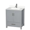 Gray / White Quartz Top / Brushed Chrome Hardware