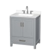 Gray / White Quartz Top / Brushed Chrome Hardware