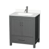 Dark Gray / White Quartz Top / Brushed Chrome Hardware