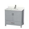 Gray / White Quartz Top / Brushed Chrome Hardware