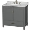 Dark Gray / White Carrara Marble Top / Brushed Chrome Hardware