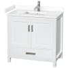 White / White Cultured Marble Top / Brushed Chrome Hardware