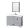 Gray / White Quartz Top / Brushed Chrome Hardware