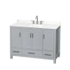 Gray / White Quartz Top / Brushed Chrome Hardware