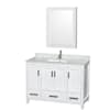 White / White Carrara Marble Top / Brushed Chrome Hardware