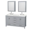 Gray / White Quartz Top / Brushed Chrome Hardware