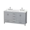 Gray / White Quartz Top / Brushed Chrome Hardware