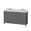Dark Gray / White Carrara Marble Top / Brushed Chrome Hardware