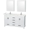 White / Carrara Cultured Marble Top / Brushed Chrome Hardware