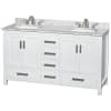 White / White Carrara Marble Top / Brushed Chrome Hardware