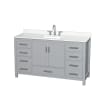 Gray / White Quartz Top / Brushed Chrome Hardware