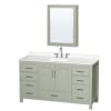 Light Green / White Quartz Top / Brushed Nickel Hardware