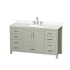 Light Green / White Quartz Top / Brushed Nickel Hardware