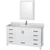 White / White Carrara Marble Top / Brushed Chrome Hardware