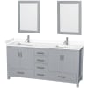 Gray / White Cultured Marble Top / Brushed Chrome Hardware