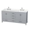 Gray / White Quartz Top / Brushed Chrome Hardware