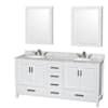 White / White Carrara Marble Top / Brushed Chrome Hardware