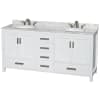 White / White Carrara Marble Top / Brushed Chrome Hardware