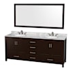 Espresso / White Carrara Marble Top / Brushed Chrome Hardware