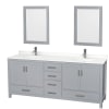 Gray / White Quartz Top / Brushed Chrome Hardware