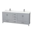 Gray / White Quartz Top / Brushed Chrome Hardware