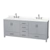 Gray / White Quartz Top / Brushed Chrome Hardware