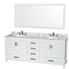 White / White Carrara Marble Top / Brushed Chrome Hardware