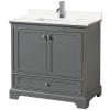 Dark Gray / White Quartz Top / Polished Chrome Hardware