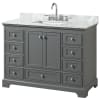 Dark Gray / White Carrara Marble Top / Polished Chrome Hardware