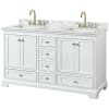 White / White Carrara Marble Top / Brushed Gold Hardware