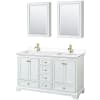 White / White Cultured Marble Top / Brushed Gold Hardware