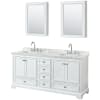 White / White Carrara Marble Top / Polished Chrome Hardware