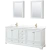 White / White Cultured Marble Top / Brushed Gold Hardware