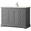 Dark Gray / White Quartz Top / Polished Chrome Hardware