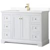 White / White Cultured Marble Top / Brushed Gold Hardware