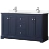 Dark Blue / White Cultured Marble Top / Polished Chrome Hardware