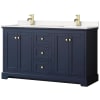 Dark Blue / Carrara Cultured Marble Top / Brushed Gold Hardware