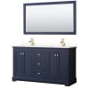 Dark Blue / White Quartz Top / Brushed Gold Hardware