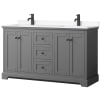 Dark Gray / White Cultured Marble Top / Matte Black Hardware