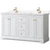 White / Carrara Cultured Marble Top / Brushed Gold Hardware