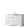 White / White Carrara Marble Top / Matte Black Hardware