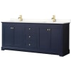 Dark Blue / White Quartz Top / Brushed Gold Hardware